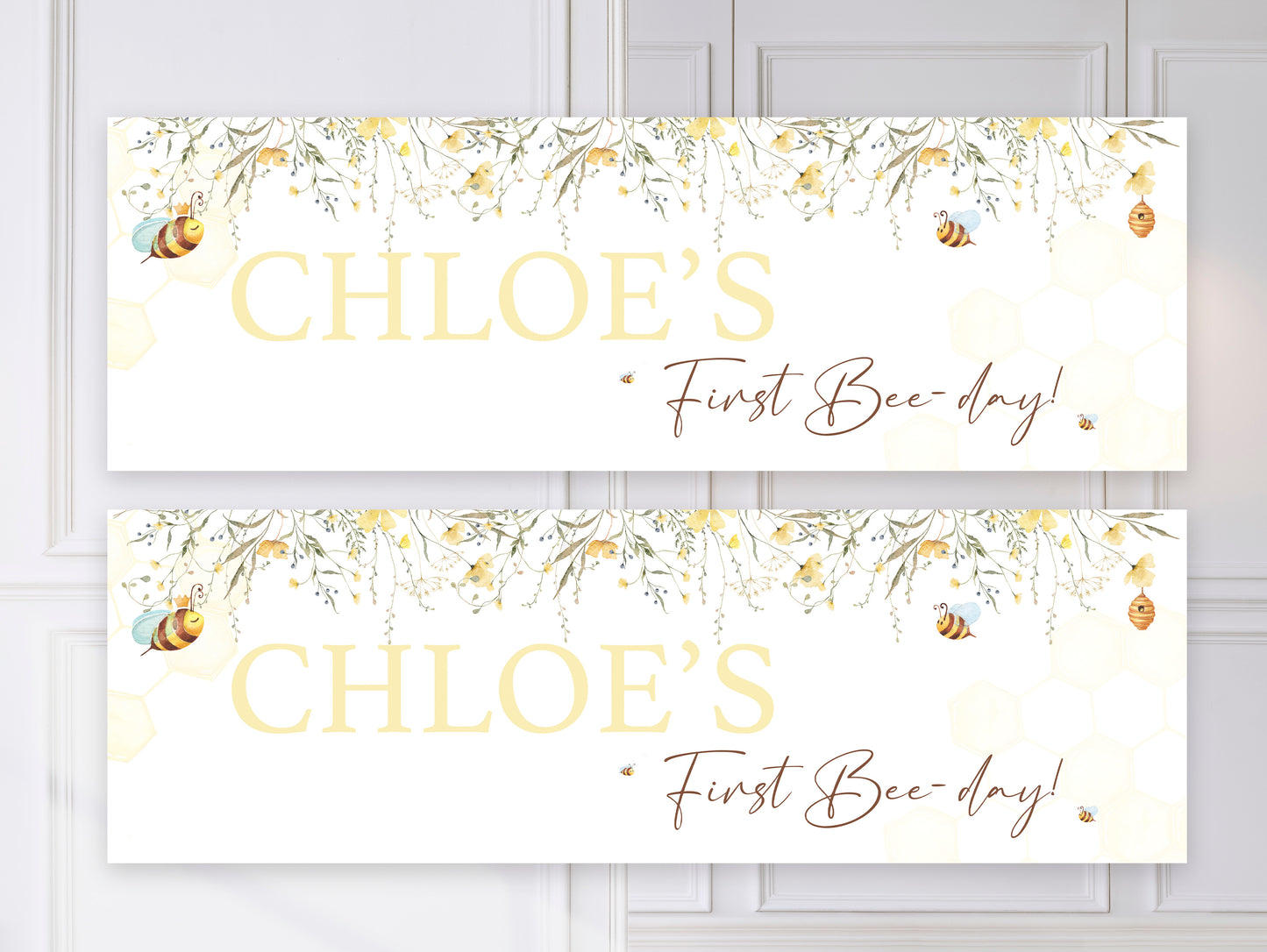 Personalised First Bee-day Birthday Party Welcome Sign