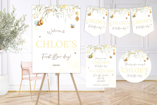 Personalised First Bee-day Birthday Party Welcome Sign